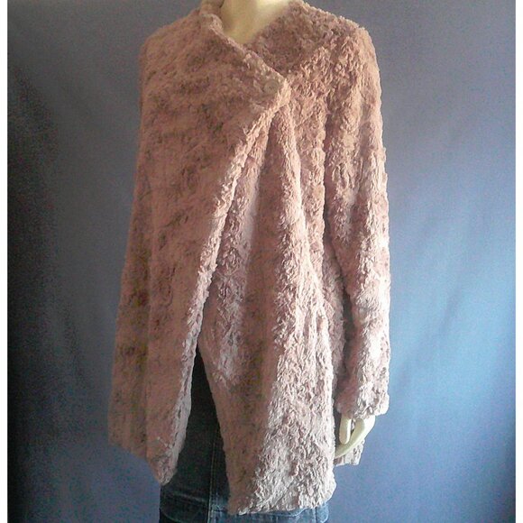 BB Dakota Light Cocoa Wrap Faux Fur Side Pocket Coat in size M - Picture 2 of 12